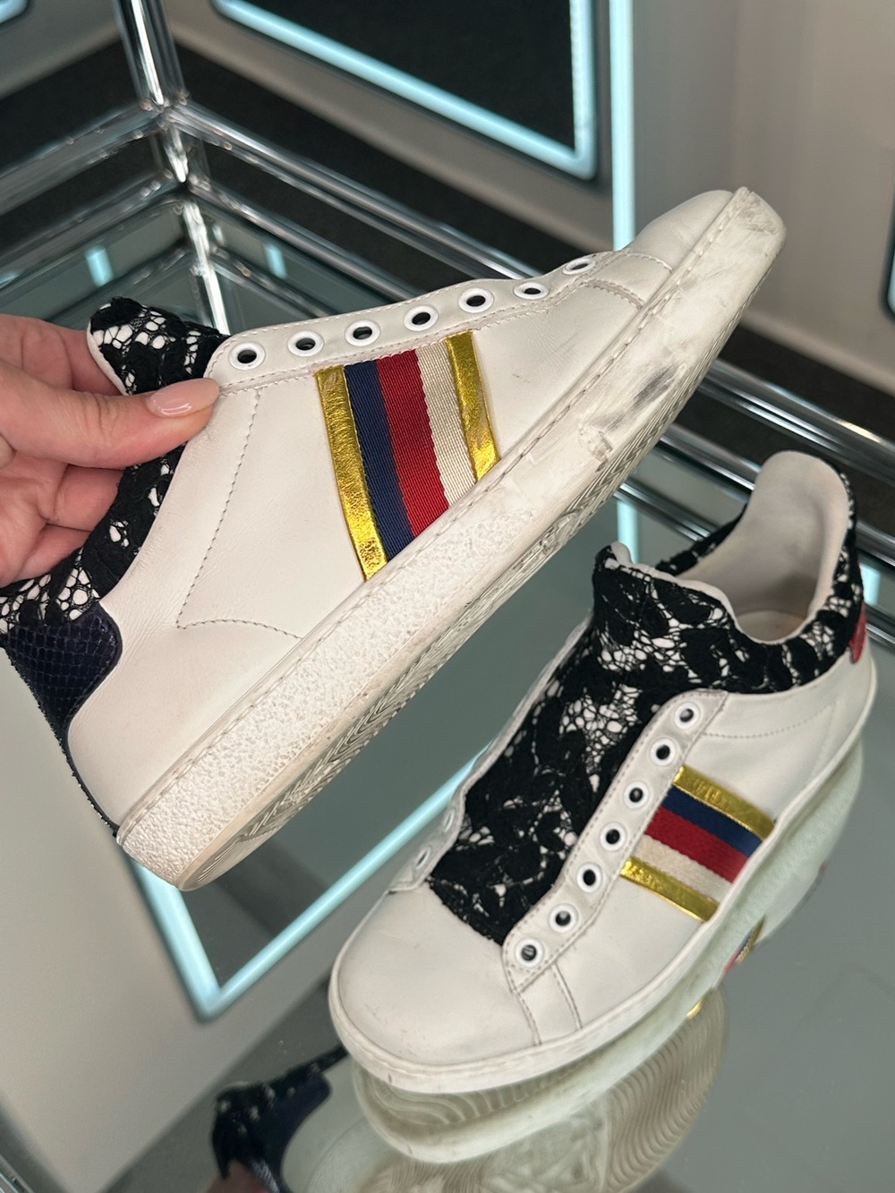 Gucci Ace High Lace Sneaker Size 35
